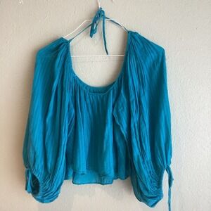 Crop Peasant Blouse Split Sleeve Pirate Milkmaid Babydoll Y2K Coquette Hippie L